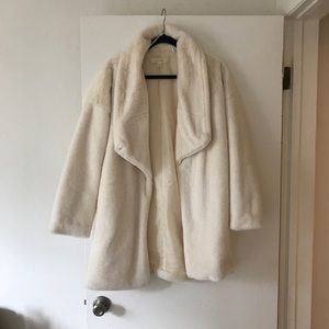 White faux fur jacket